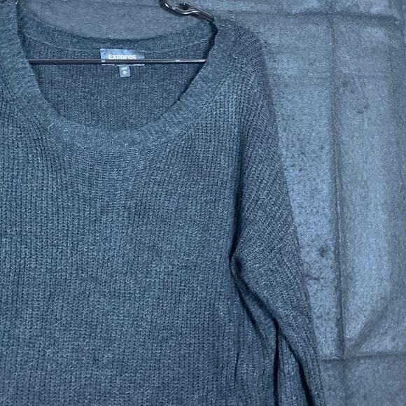 Express Womens Sweater Black Boat Neck Long Sleeve Knit Tunic Cotton Blend M - Picture 5 of 12